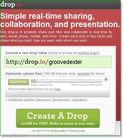hvordan du registrerer deg for gratis online samarbeid ved å bruke drop.io