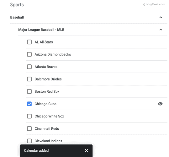 Sport lagt til i Google Kalender
