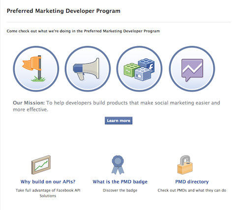 facebook foretrukket markedsføringsutviklerprogram