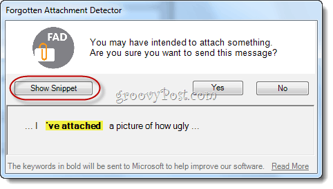 Glemt vedleggsdetektor for Microsoft Outlook