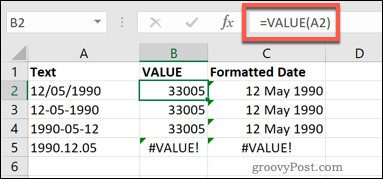 VALUE-funksjonen i Excel