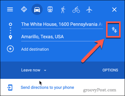 Google Maps bytte plasseringsknapp