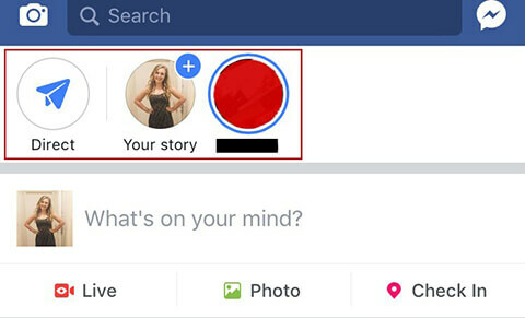 Få tilgang til Facebook-historier og direkte innboksen.