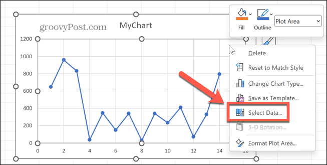 Excel utvalgte data