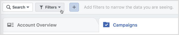 facebook ads manager filtre