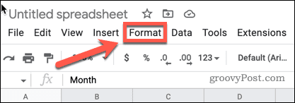 Google Sheets formatmeny