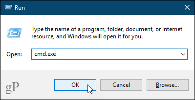 Åpne Command Prompt-vinduet i Windows 10