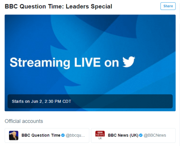 Twitter og BBC kunngjør det første livestreaming-partnerskapet.