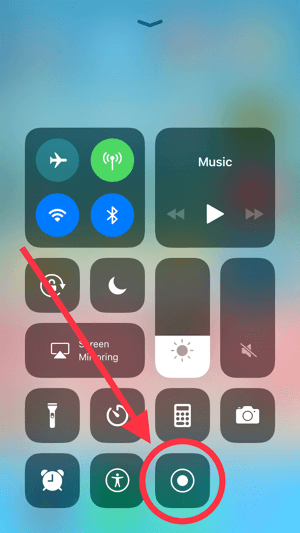 Trykk på skjermopptaksikonet for å starte opptaket på iOS-enheten din.