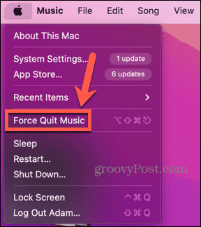 mac force quit music app