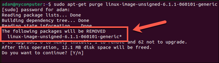 ubuntu fjernet kjernen