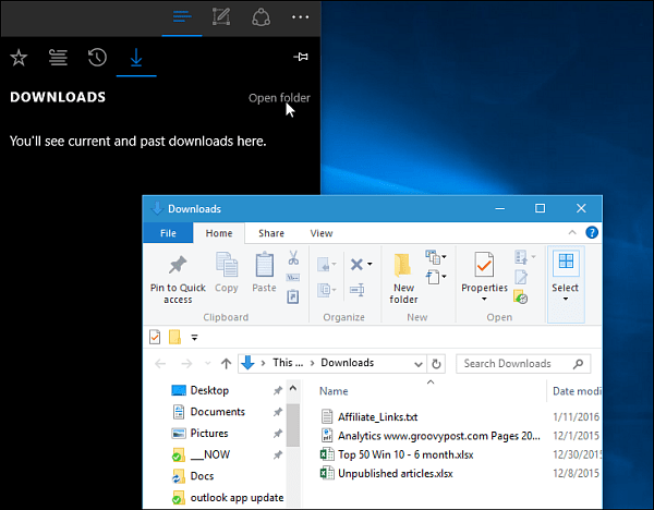Microsoft Edge laster ned mappe
