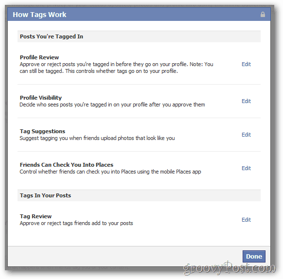 Facebook Personverninnstillinger Tagger