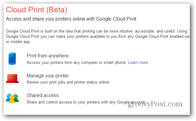 Skriv ut fra Nexus 7 via Google Cloud Print