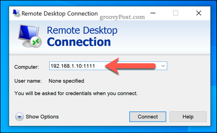 Etablere en Windows Remote Desktop-tilkobling ved hjelp av en tilpasset RDP-port