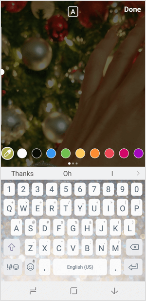 Instagram-historier velger tekstfarge