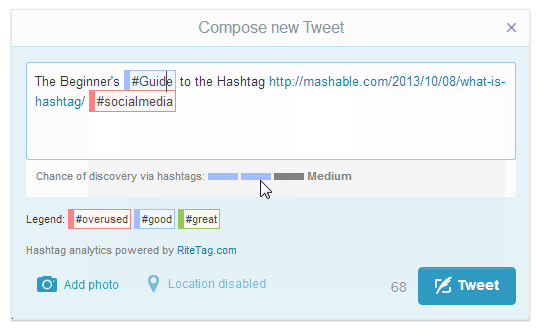 RiteTag finner bedre hashtags for å få tweets funnet og delt.