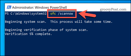 Bruke SFC-verktøyet på Windows 10