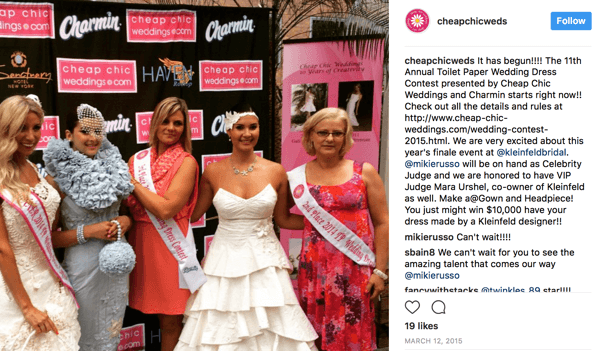 Charmin er en av sponsorene til en årlig sosial konkurranse der kundene lager brudekjoler av toalettpapir. I 2015-konkurransen gikk Kleinfeld Bridal også inn på premien med belønningen av en skreddersydd kjole til vinneren.