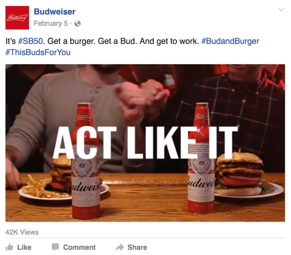 budweiser facebook videoannonse