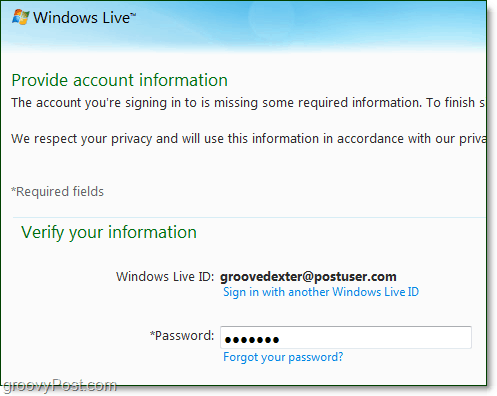 endre Windows Live-passord