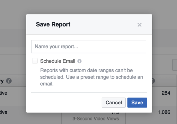 Med Ads Reporting-verktøyet kan du lagre en rapport for fremtidig referanse.
