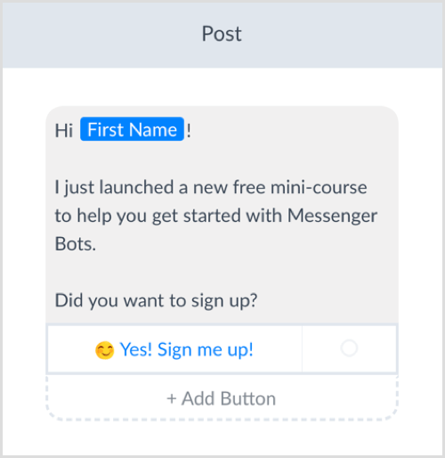 lag sekvens for Messenger bot med ManyChat