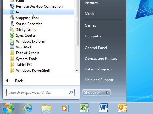 Start-menyen for Windows 7