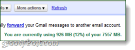 du bruker for tiden x mengde plass i gmail