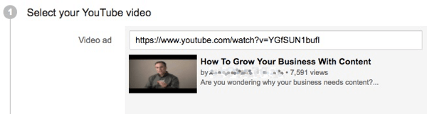 Legg til lenken til videoen din for YouTube-annonsekampanjen.