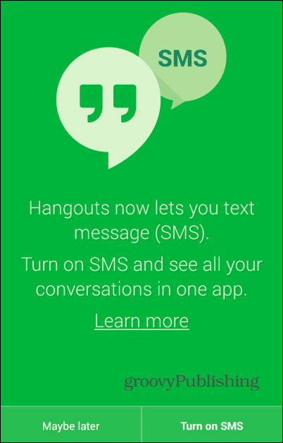 Hangouts-SMS slås på