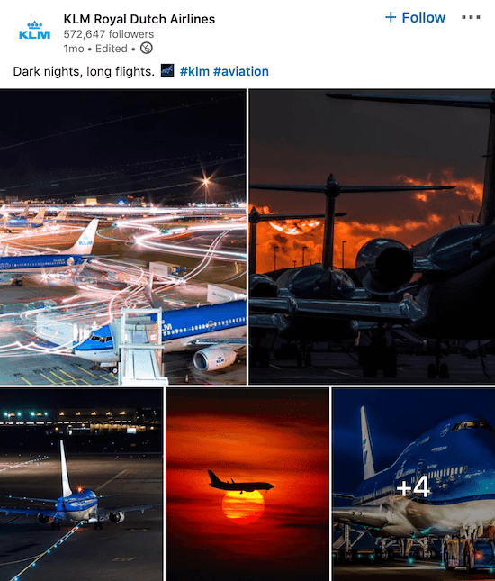 KLM LinkedIn-sidepost for flere bilder