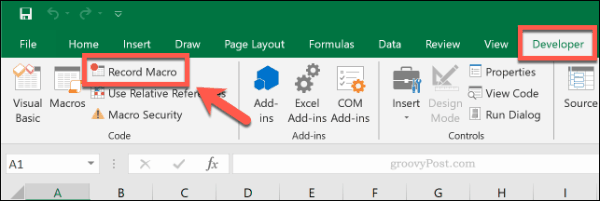 Record Macro-knappen i Microsoft Excel