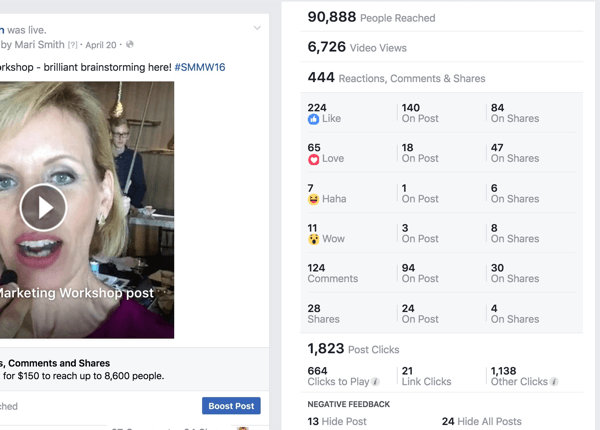 facebook live video innlegg statistikk