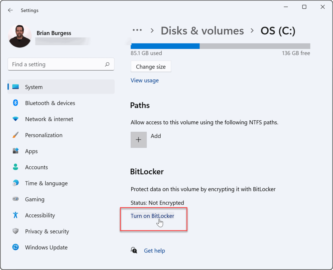 Slå på bitlocker bruk bitlocker-kryptering i Windows 11