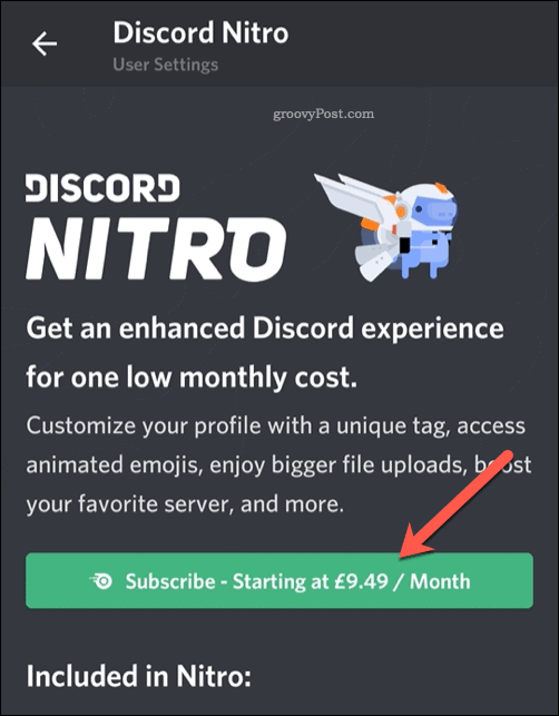 Discord Nitro Mobile Subscribe Button