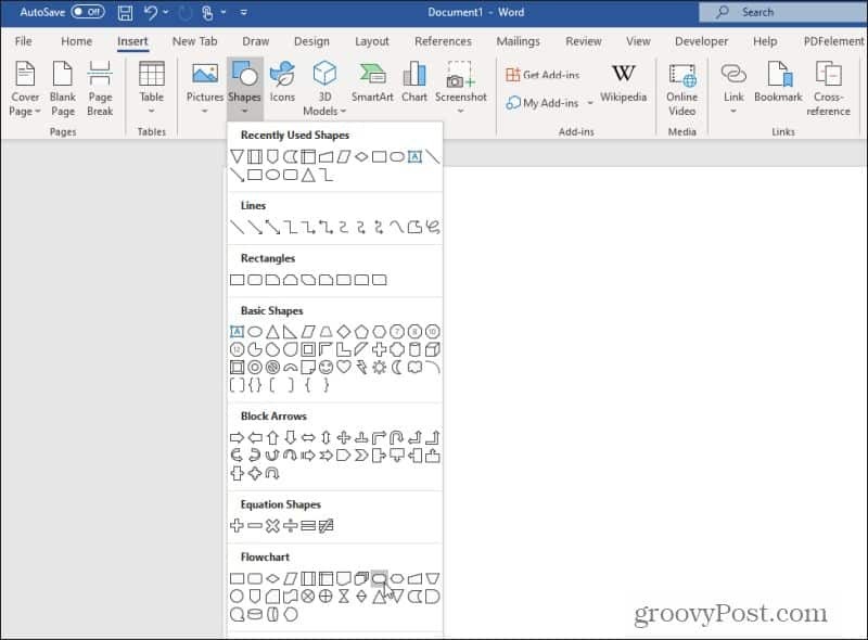 sett inn meny for flytdiagrammer