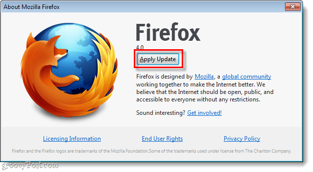 Firefox 4 gjelder oppdatering