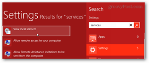 windows 8-tjenester klikker seg inn