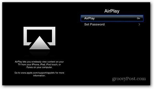 AirPlay aktivert Apple TV
