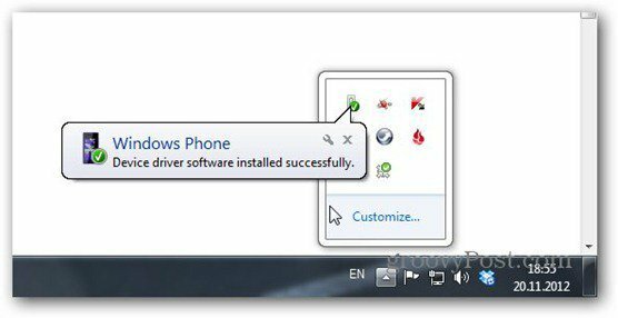 windows phone 8 tilkoblet gjenkjent