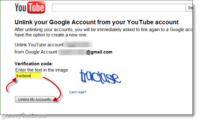 bekreft at du vil koble fra Google- og YouTube-kontoene