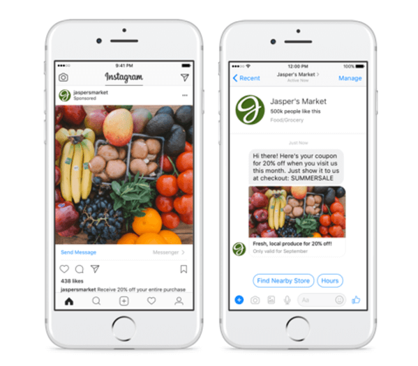 Facebook utvider klikk til Messenger-annonser til Instagram.