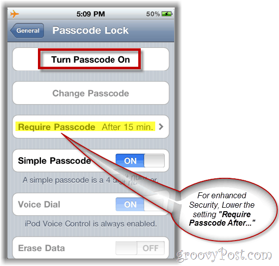 Sikre dataene dine ved å aktivere passordlåsepassordet på din iPhone