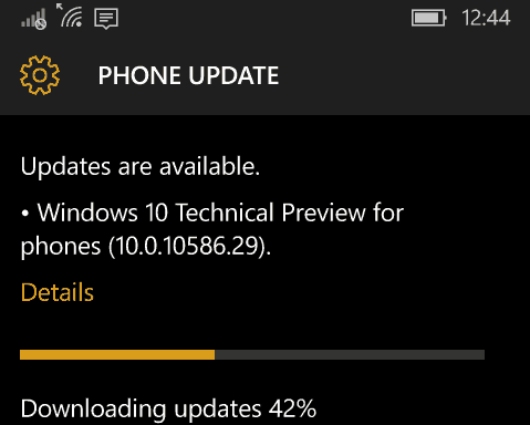 Windows 10 mobiloppdatering