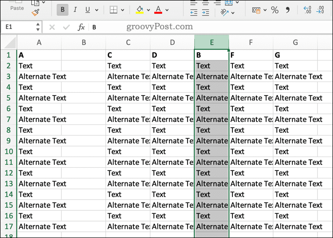 Overskrive en Excel-kolonne