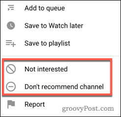 Stopping av en YouTube-video eller kanal anbefalt