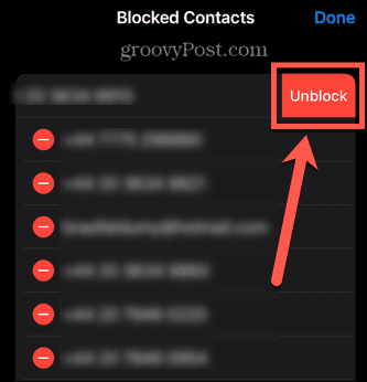 iphone opphev blokkering av nummer