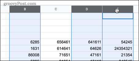 Velge flere celler i Google Sheets