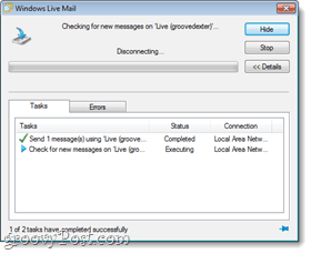 Windows Live-postsynkroniseringstest